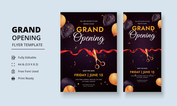 Grand Opening Flyer Template, Realistic grand Opening Invitation, Inauguration Flyer Template, ceremony invitation flyer, Grand opening dl flyer