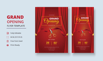 Grand Opening Flyer Template, Realistic grand Opening Invitation, Inauguration Flyer Template, ceremony invitation flyer, Grand opening dl flyer