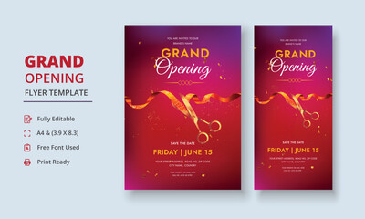 Grand Opening Flyer Template, Realistic grand Opening Invitation, Inauguration Flyer Template, ceremony invitation flyer, Grand opening dl flyer