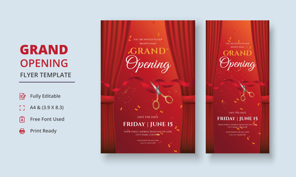 Grand Opening Flyer Template, Realistic grand Opening Invitation, Inauguration Flyer Template, ceremony invitation flyer, Grand opening dl flyer