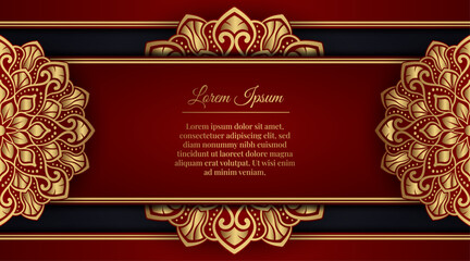 luxury red background, with gold mandala