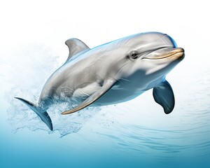 Dolphin , blank templated, rule of thirds, space for text, isolated white background