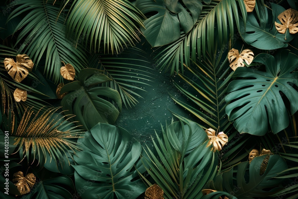 Aufkleber a lush assortment of vibrant green leaves gracefully cascading down a wall, creating a striking bota