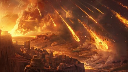 Sodom and Gomorrah destroyed by meteorites - obrazy, fototapety, plakaty