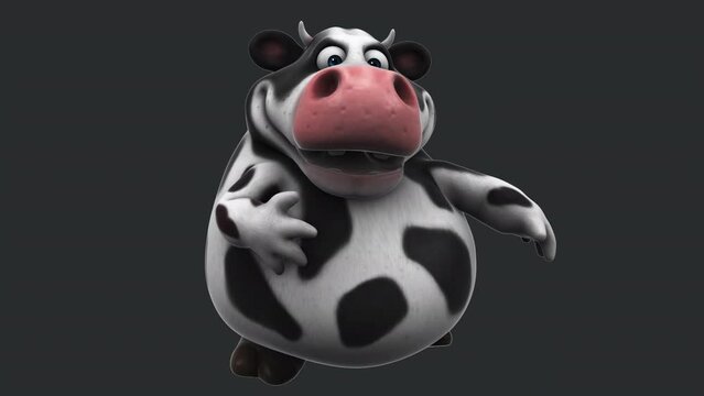 Fun 3D cartoon cow dancing (with alpha channel)