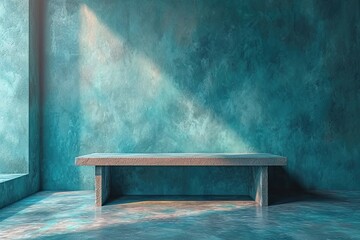 elegant,Empty vivid turquoise color studio table room background ,product display with copy space