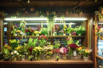 Fototapeta na wymiar Tokyo Florist Shop Showcasing Fresh Flowers and Lush Plants