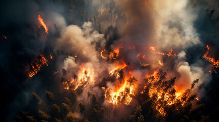 burning fire in the forest, disaster, disaster