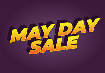 May day sale. Text effect in 3D look effect with eye catching colors