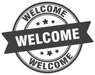 welcome stamp. welcome label on transparent background. round sign