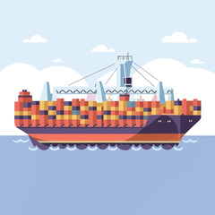 Naklejka premium 2d vector illustration colorful Land and sea transport techniques, methods and technological tools for transporting and shipping goods and products and logistic 