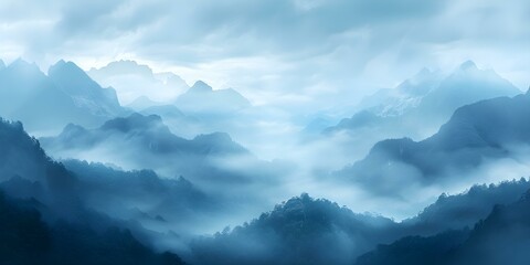 "Tranquil Scene: Silhouetted Mountains and Drifting Clouds". Concept Tranquil Scene, Silhouetted Mountains, Drifting Clouds