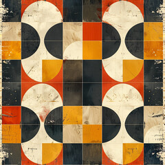 Seamless Pattern Channeling Vintage Design with Classic Geometric Shapes and Muted Colors