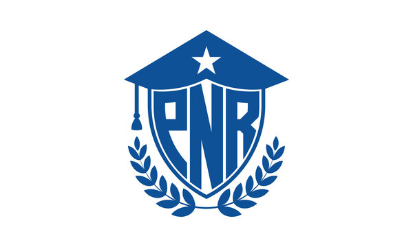 PNR three letter iconic academic logo design vector template. monogram, abstract, school, college, university, graduation cap symbol logo, shield, model, institute, educational, coaching canter, tech