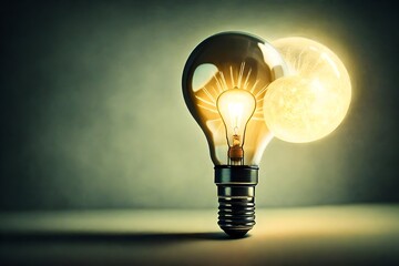surreal depiction of a glowing thought bulb, symbolizing the birth of creative ideas and the illumination of innovative concepts in the realm of imagination