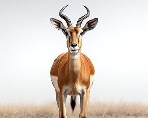 Naklejka na ściany i meble Gazelle , blank templated, rule of thirds, space for text, isolated white background