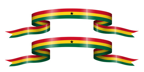 set of flag ribbon with colors of Ghana for independence day celebration decoration