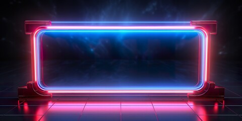 Glowing neon line with speedometer speed time clock icon in blue neon style. modern conceptual design background - obrazy, fototapety, plakaty