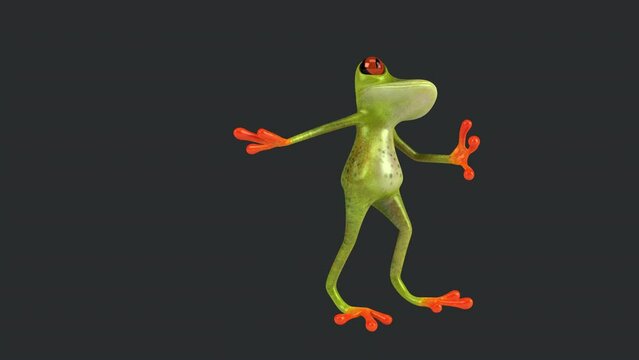 Fun 3D cartoon frog dancing (with alpha channel)