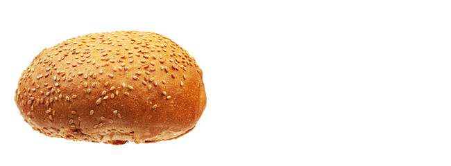bun with burger jam on a white background. concept of baking buns with sesame seeds