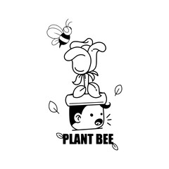 Always prepare plan B, spring, vector cartoon characters, rose, leaf, and cute bee.