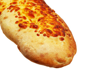 khachapuri with cheese on a white background. georgian bread with melted cheese	