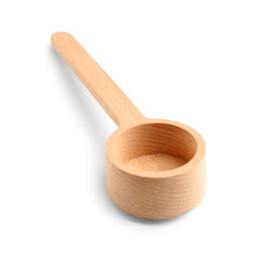 Empty wooden scoop isolated on white background