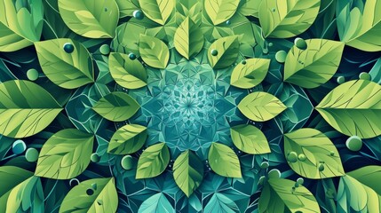 Geometric Leaf Design Illustration Perfect for Earth Day Celebration.
