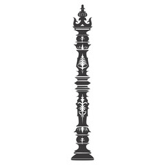 Silhouette Indian tribal wooden pole black color only