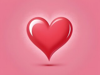 Glossy Red Heart on Gradient Pink Background, Perfect for Love Themes