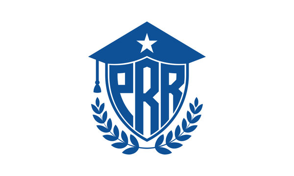 PRR three letter iconic academic logo design vector template. monogram, abstract, school, college, university, graduation cap symbol logo, shield, model, institute, educational, coaching canter, tech