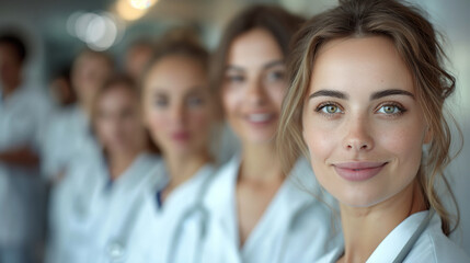 Group of doctors in hospital corridor