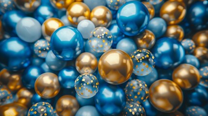 Fototapeta na wymiar blue and gold Christmas balls