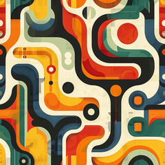 Seamless Pattern with a 70s Retro Groove Inspired Design.
