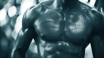 Torso of fitness modelwith well defined muscles.