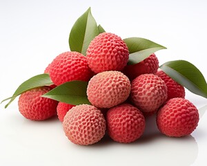 Lychee , blank templated, rule of thirds, space for text, isolated white background