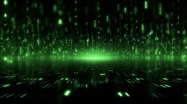 Digital Matrix Light: Abstract background loop with technology, computer lines, and futuristic design in green and blue colors