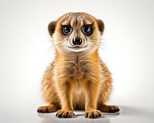 Meerkat , blank templated, rule of thirds, space for text, isolated white background