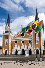 Fototapeta premium Abejorral, Antioquia - Colombia. February 7, 2024. Our Lady of Carmen Parish, Church of Catholic worship, with beautiful architecture