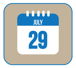 July 29 icon isolated on light background. Calendar vector symbol modern for the month of July
