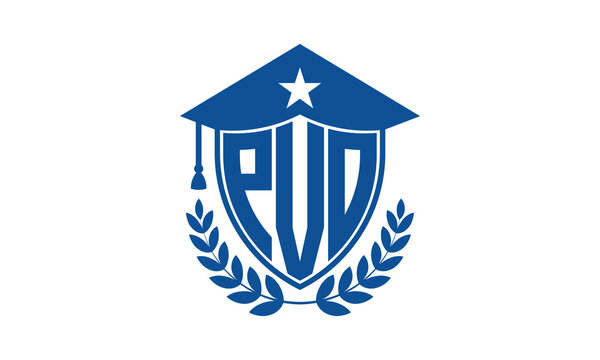 PVO three letter iconic academic logo design vector template. monogram, abstract, school, college, university, graduation cap symbol logo, shield, model, institute, educational, coaching canter, tech