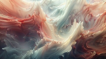 Delicate tendrils of color weave and intertwine, forming an abstract wave that evokes a sense of organic beauty and fluidity - obrazy, fototapety, plakaty