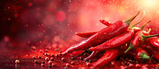 A vibrant pile of red peppers sitting on top of a table, representing a sizzling cooking concept.