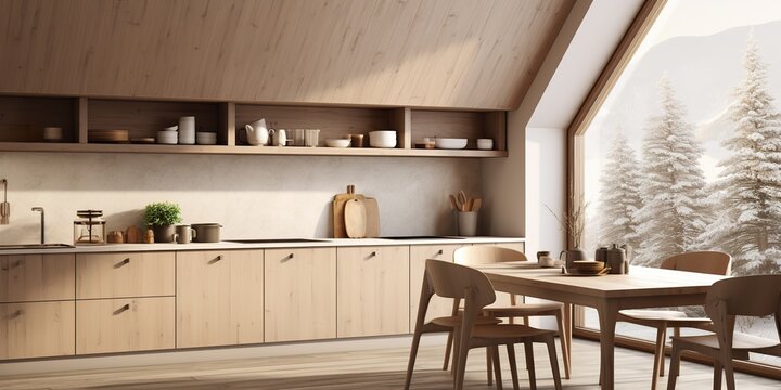 Minimalist Scandinavian Kitchen with Wood Accent
