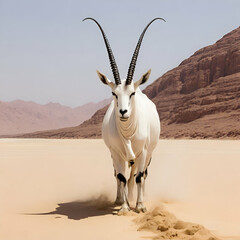 goat in the desert , The NEOM, ,Arabian Oryx walk the sands