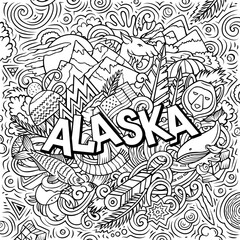 Alaska hand drawn cartoon doodle illustration