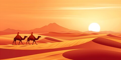 Fototapeta na wymiar Explore the vast Sahara desert with a Bedouin and camel adventure. Concept Sahara Desert, Bedouin Culture, Camel Adventure, Desert Exploration, Outdoor Experience