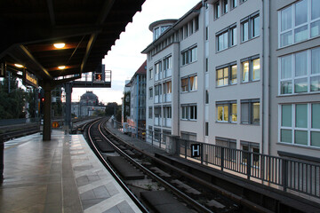 railway station and modern habitation buildings in berlin in germany 
