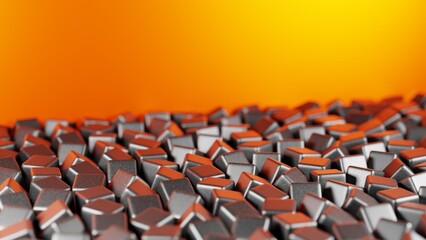 Obraz premium Abstract 3D background composed of cubes, creating a visually striking and geometrically complex landscape..