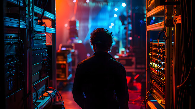 backstage preparations for music show